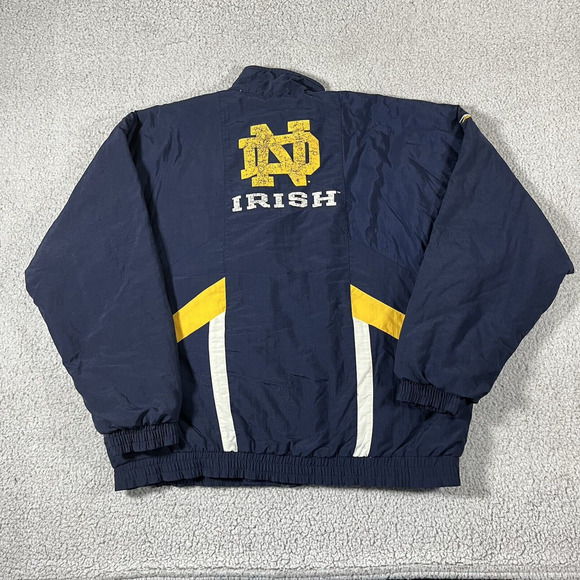 Notre Dame Jacket Mens L Blue Reebok Vintage 90s Nylon Windbreaker Full Zip NCAA - Picture 2 of 16